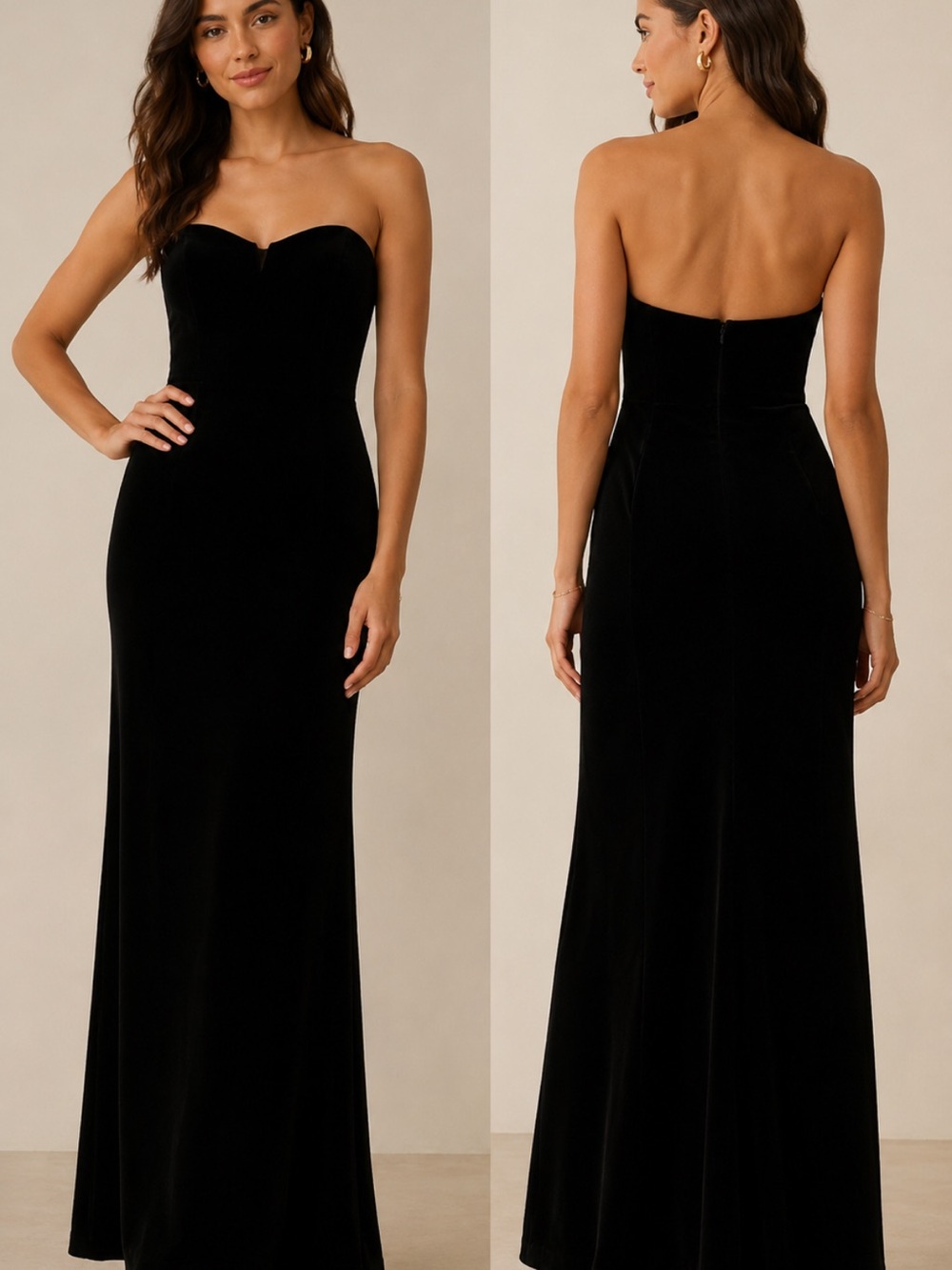 Ann Taylor Strapless Black Velvet Gown